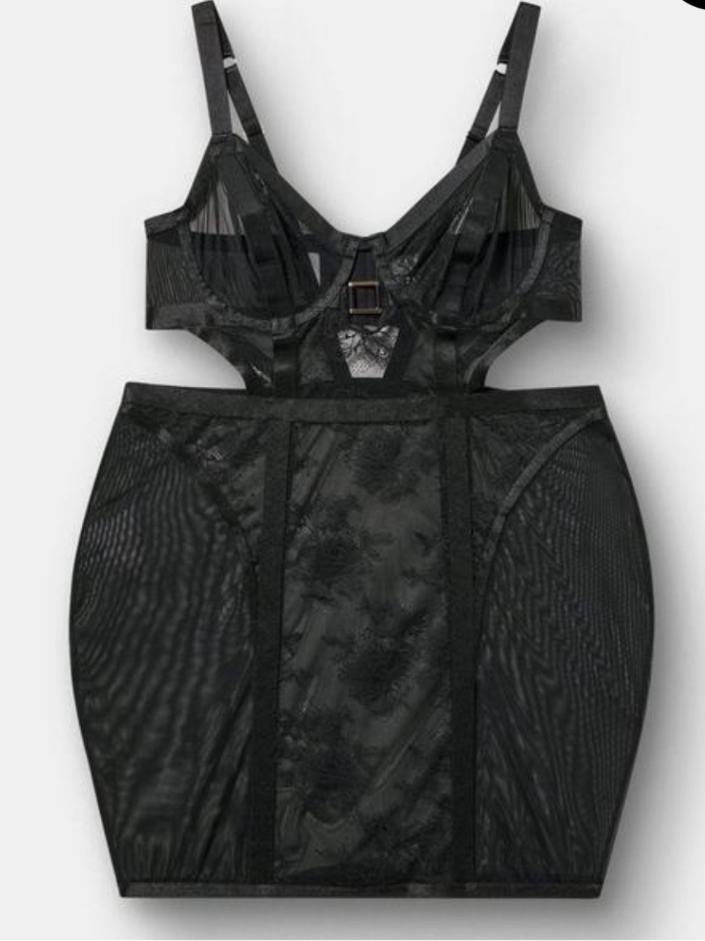 Torrid Black Lace Mesh Underwire Chemise 2X New